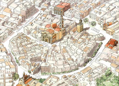 Ricostruzione grafica del Borgo