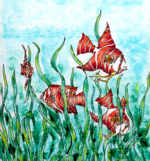 "L'acquario" colori per vetro su vetro 20x30