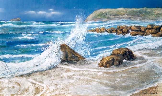 "L'infrangersi delle onde" olio su tela 80x50