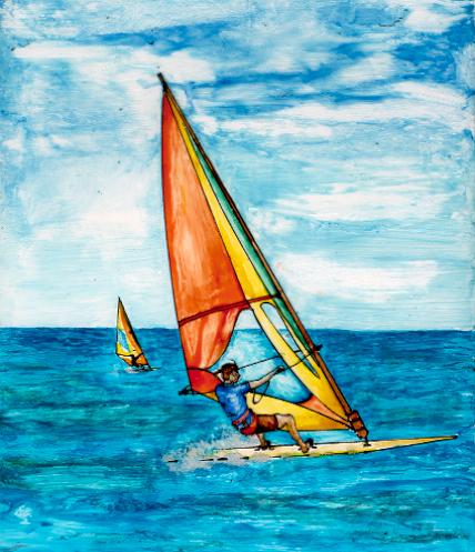 "Il windsurf" colori per vetro su vetro 20x30