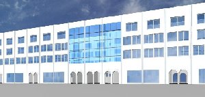 Prospetto anteriore stecca residenziale e commerciale