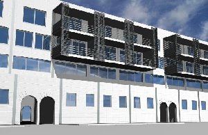 Prospetto posteriore stecca residenziale e commerciale